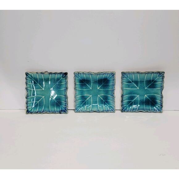3 Kotobuki MCM Japan Ceramic Glazed Turquoise Square Tiles - Picture 5 of 6